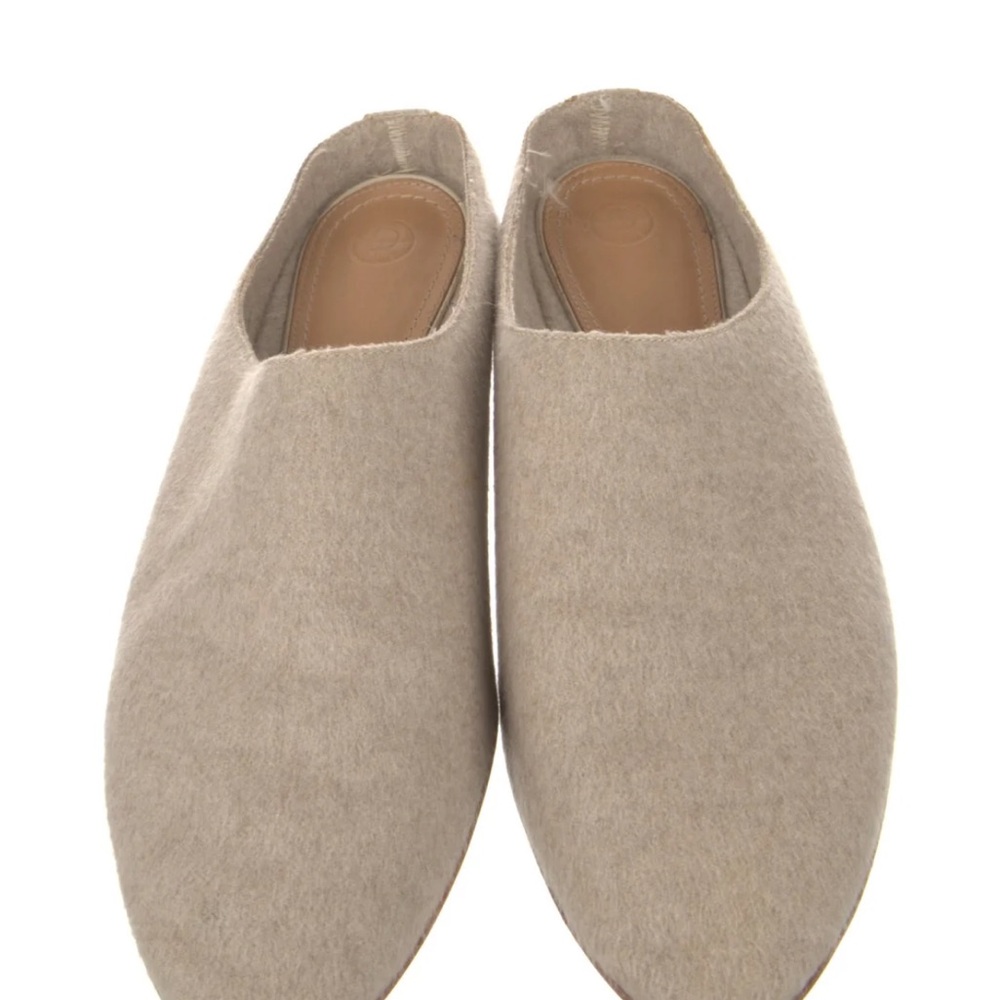 The Row Wool-Blend Slip-On Mules in Taupe Beige